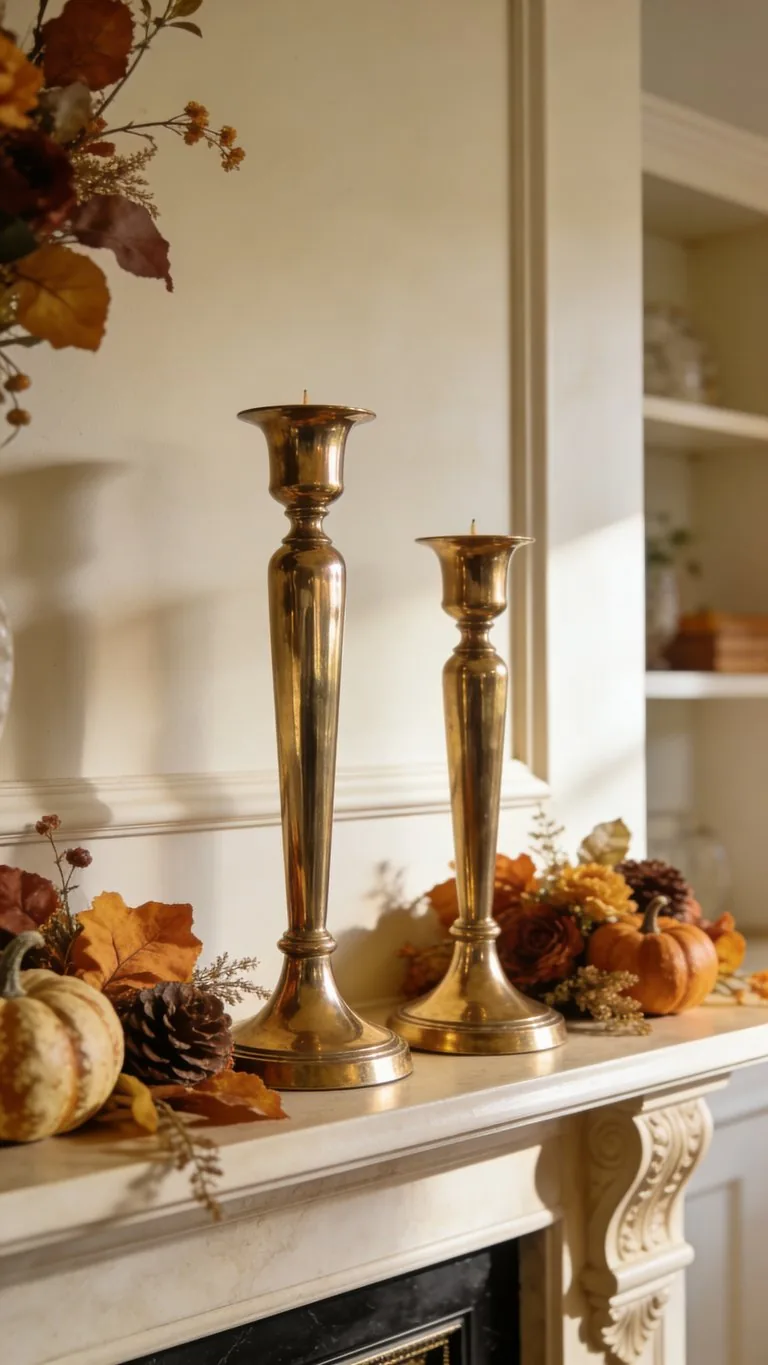Elegant fall mantel decor idea 3