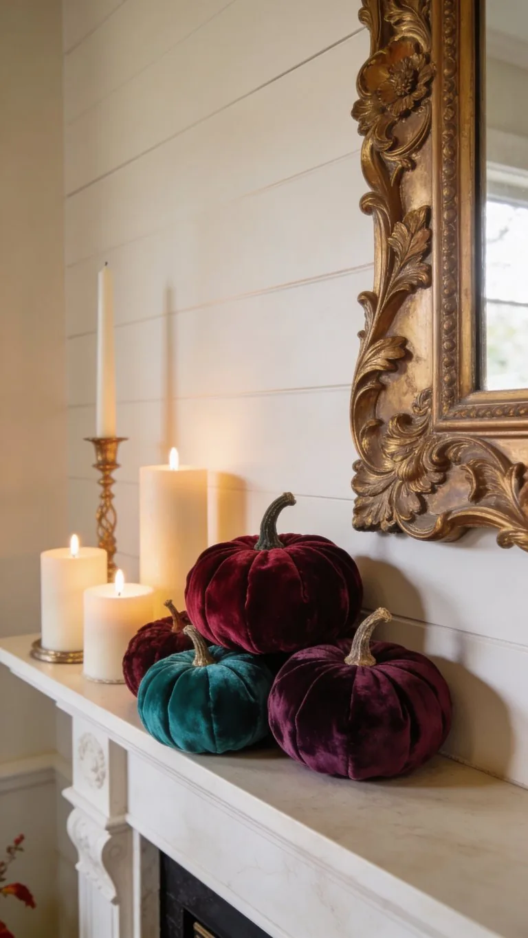 Elegant fall mantel decor idea 5