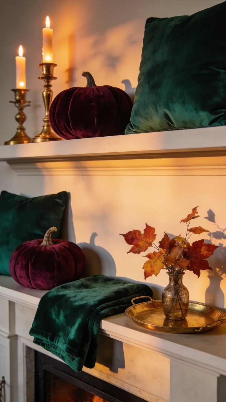 Elegant fall mantel decor idea 7