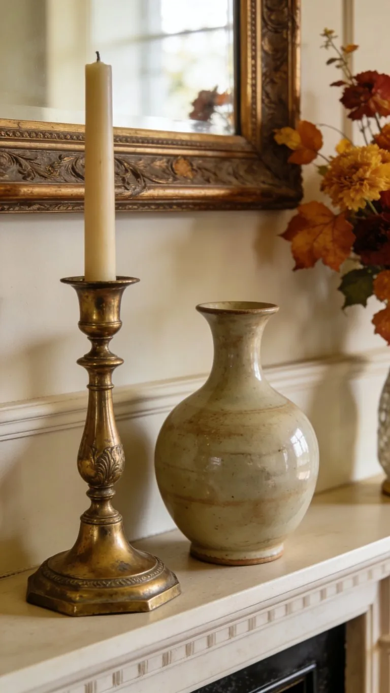 Elegant fall mantel decor idea 11