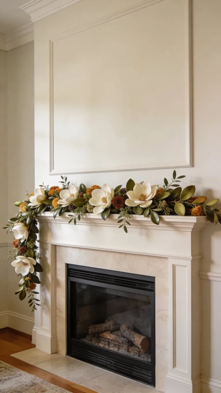 Elegant fall mantel decor idea 12