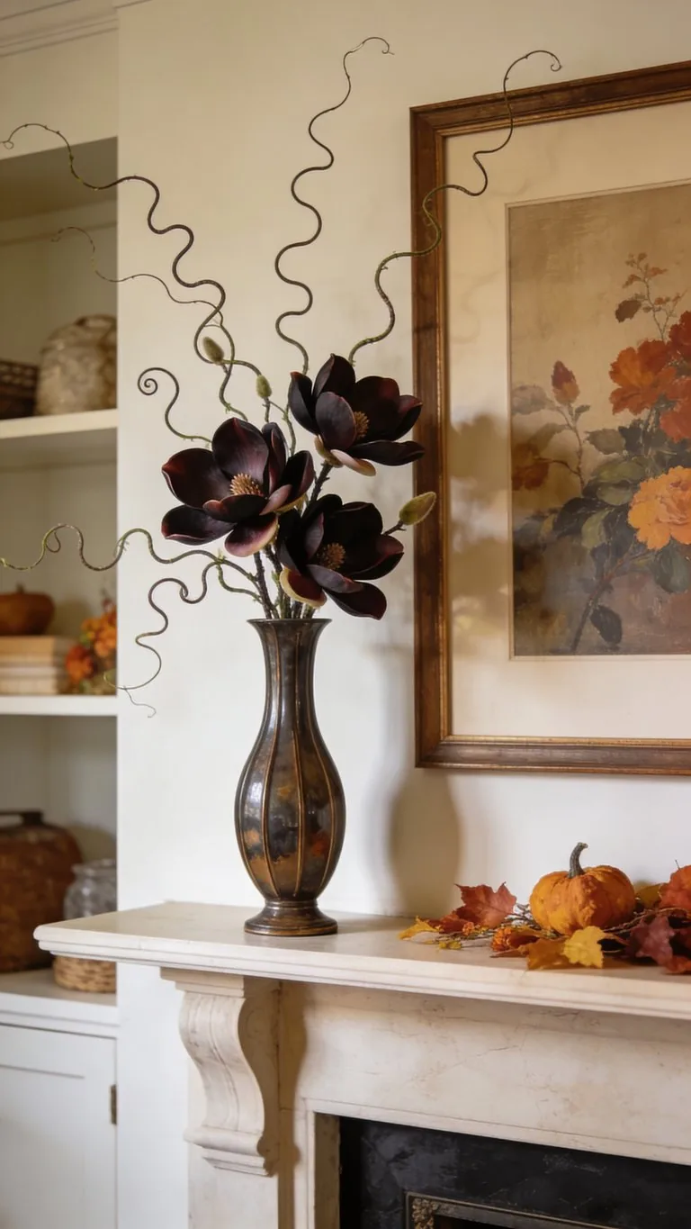Elegant fall mantel decor idea 13