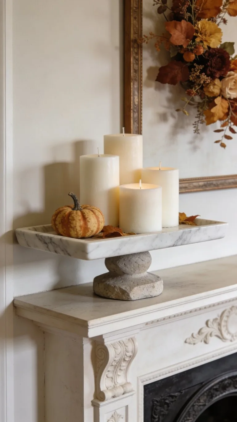 Elegant fall mantel decor idea 15