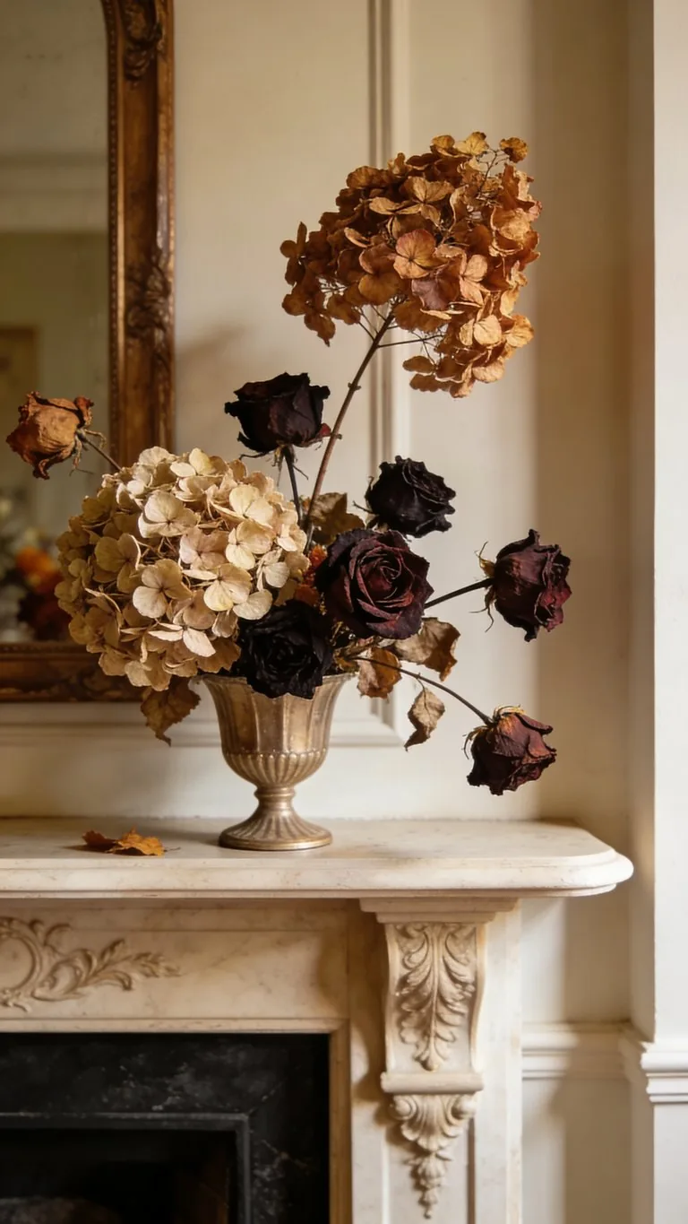 Elegant fall mantel decor idea 17