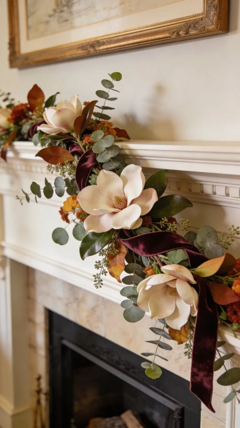 Elegant fall mantel decor idea 18