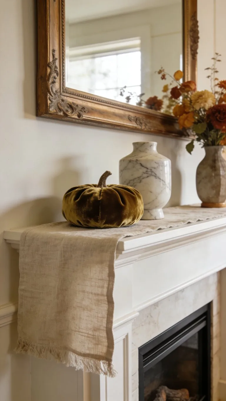 Elegant fall mantel decor idea 19