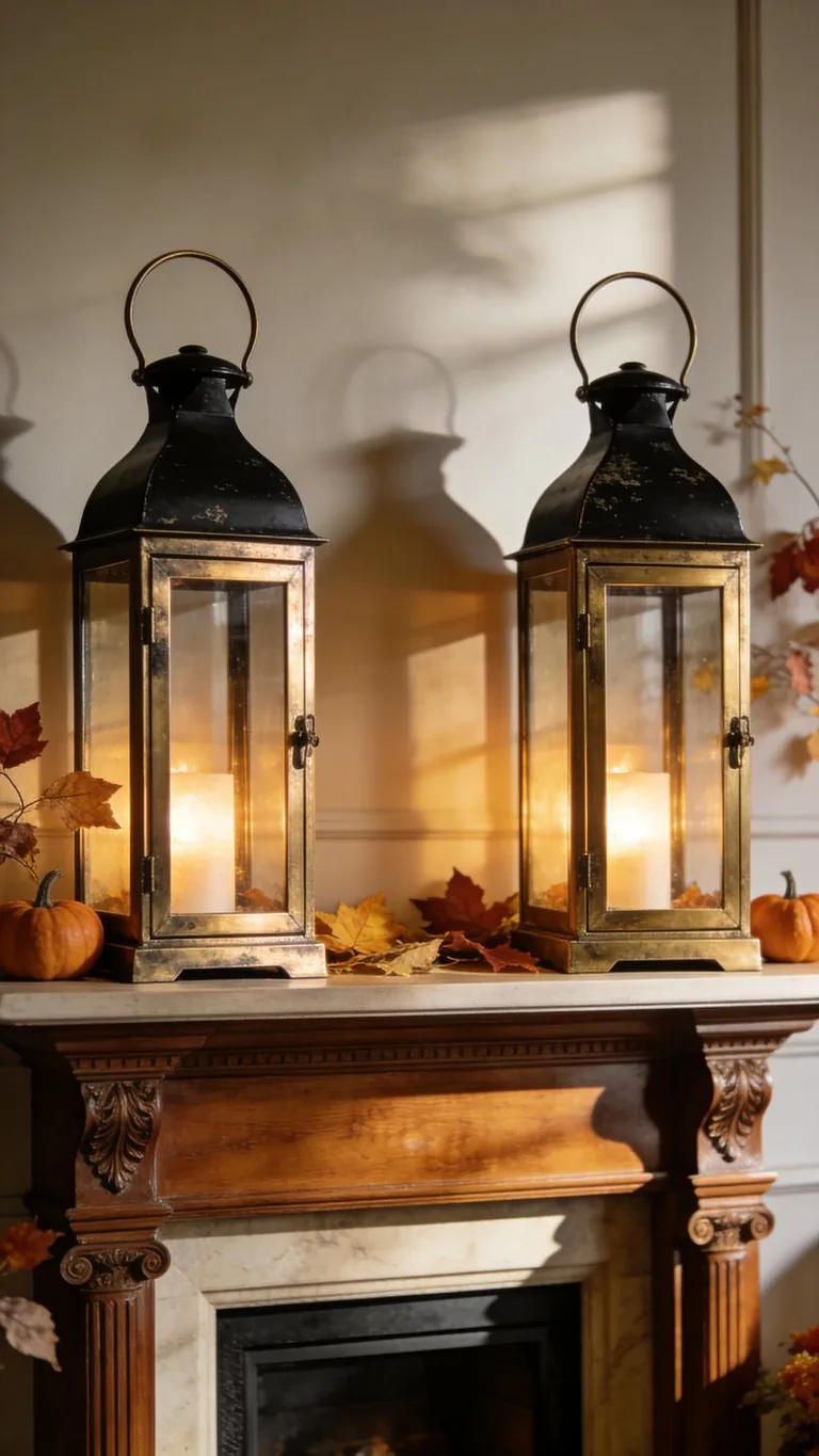 Elegant fall mantel decor idea 20