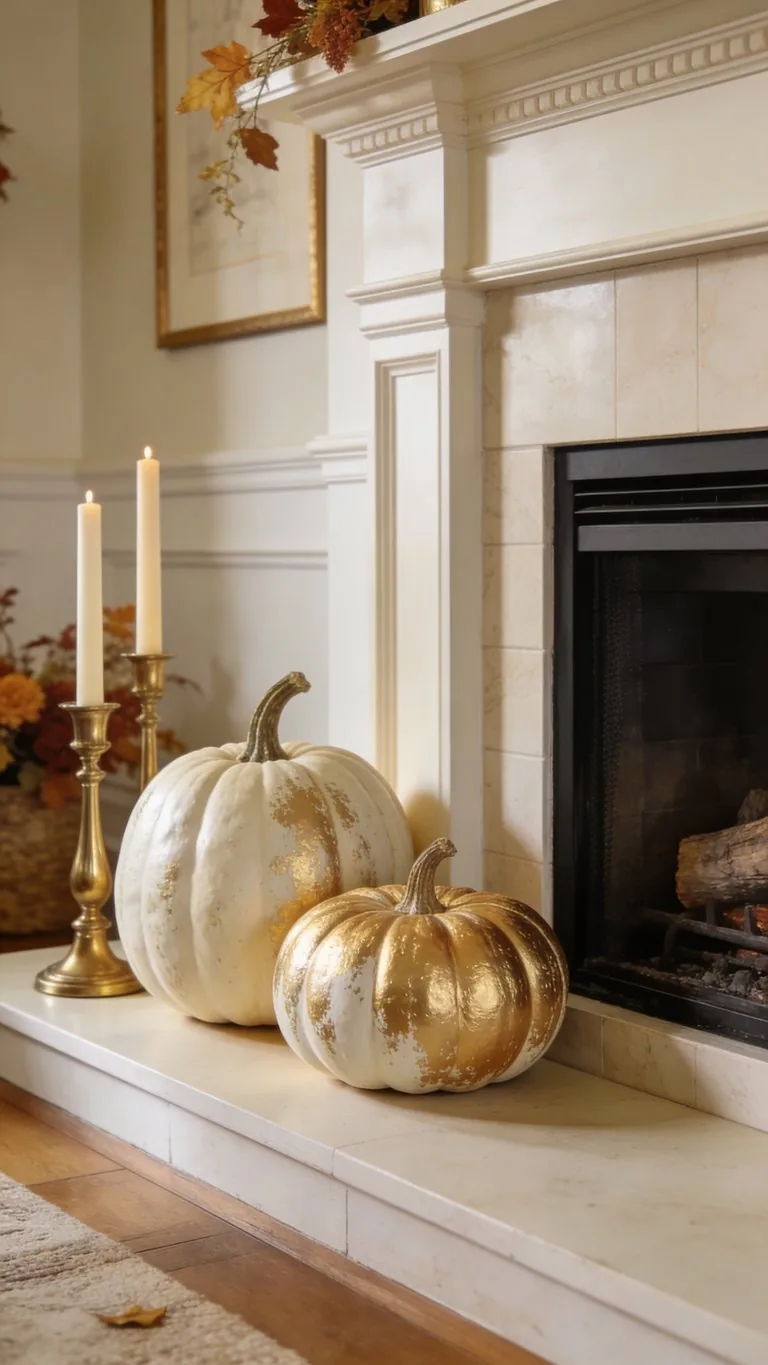 Elegant fall mantel decor idea 21