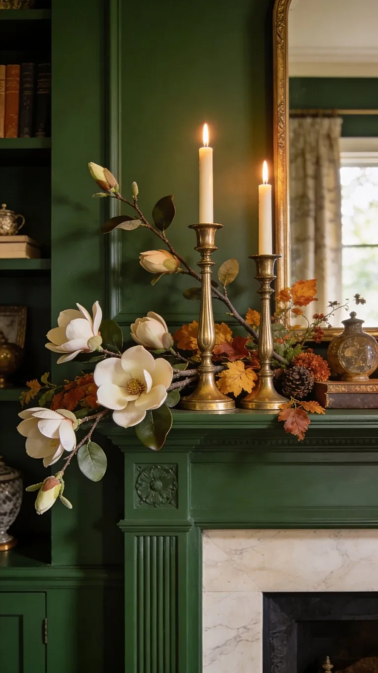 Elegant fall mantel decor idea 27