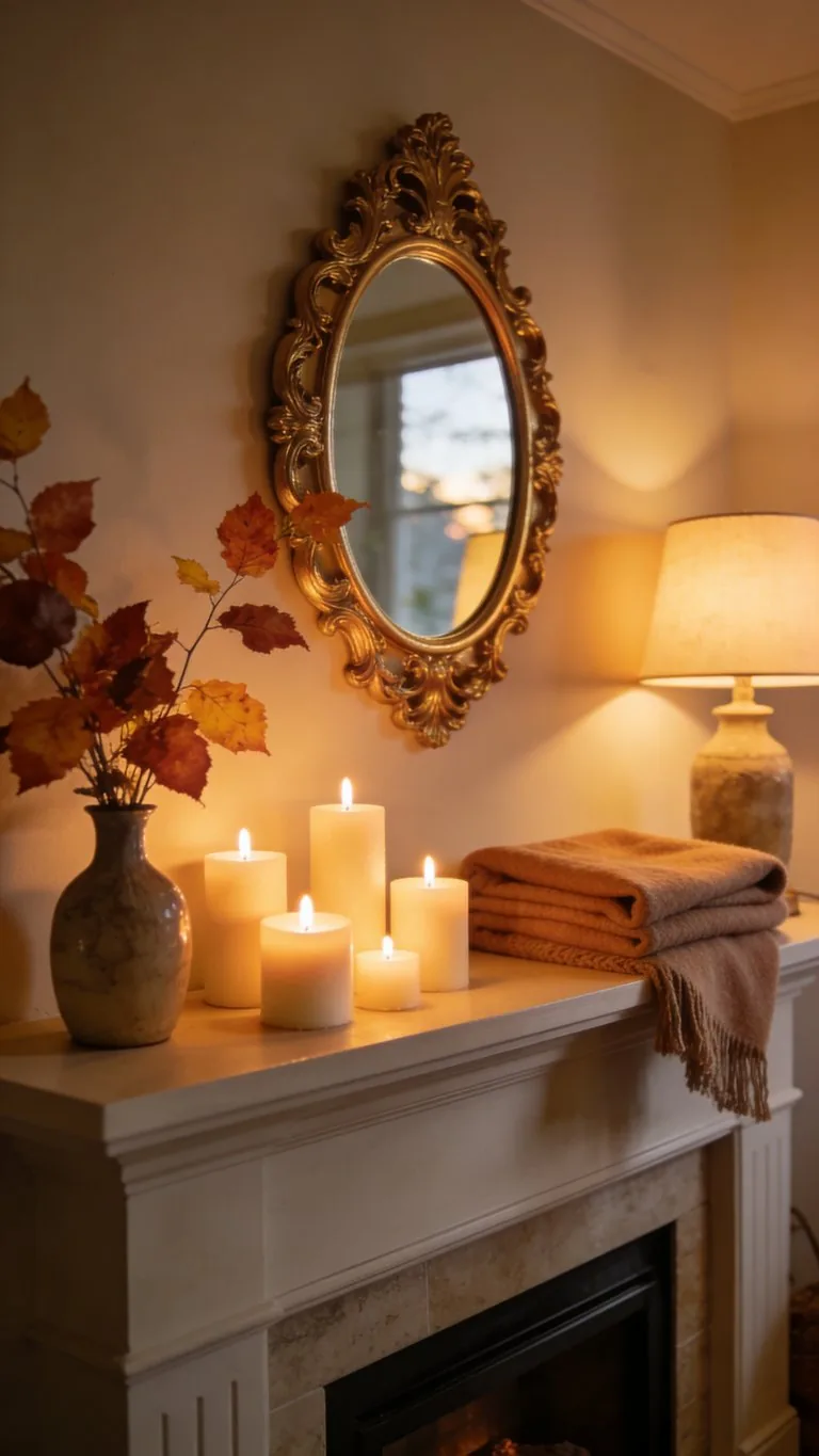 Elegant fall mantel decor idea 28