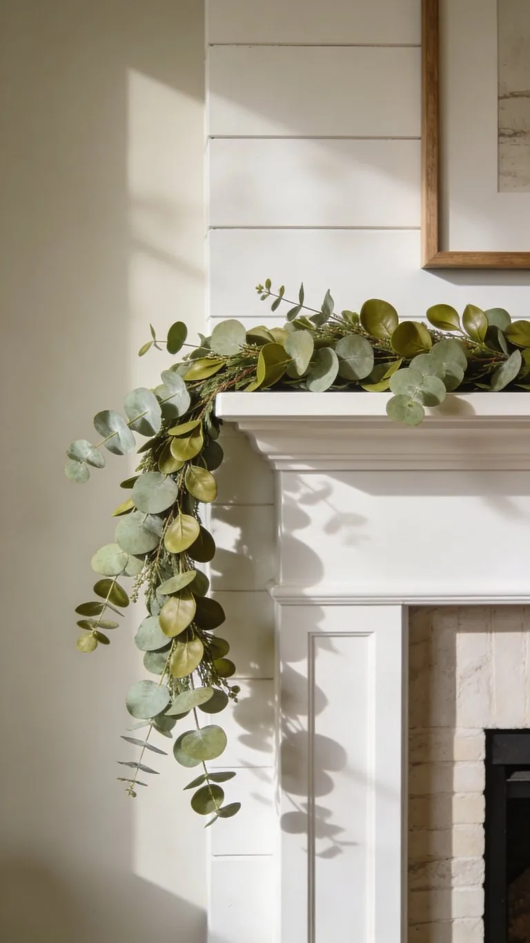 Farmhouse fall mantel decor idea 1