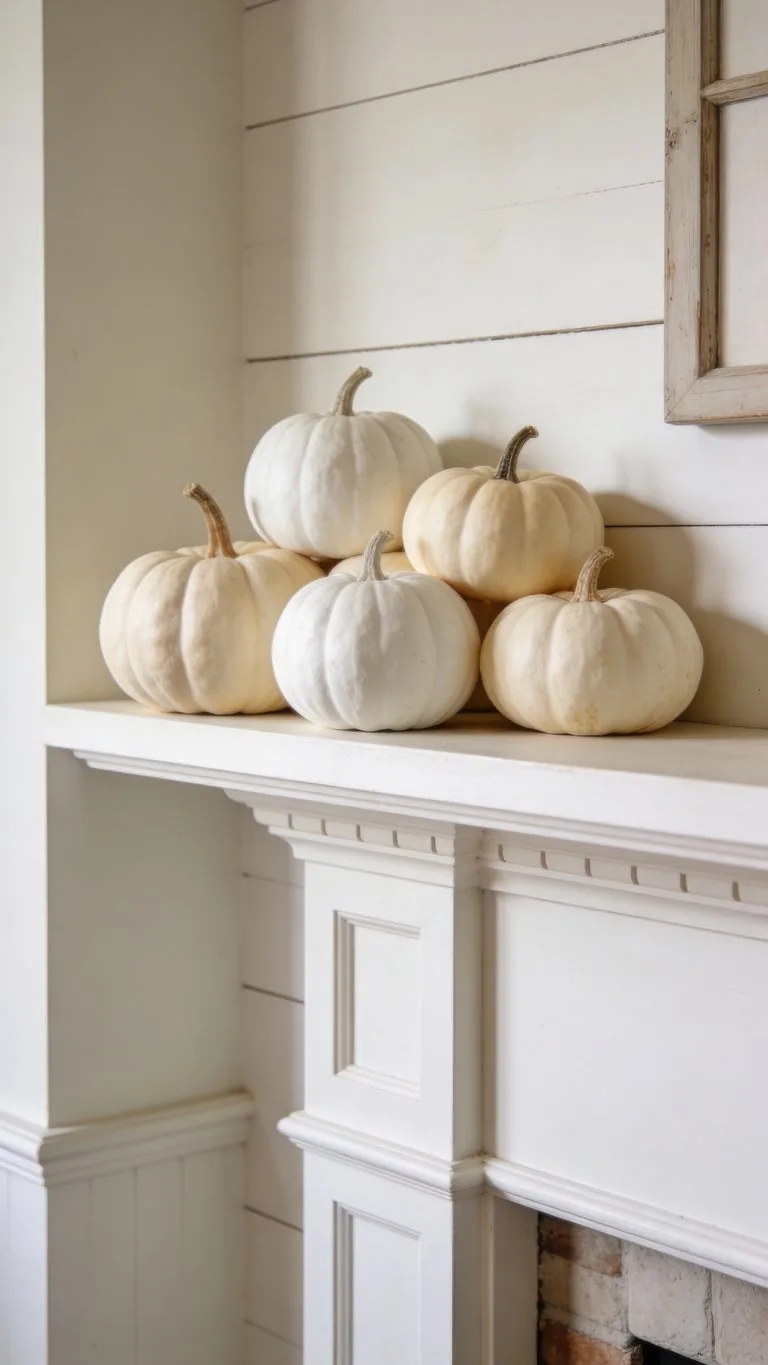 Farmhouse fall mantel decor idea 3