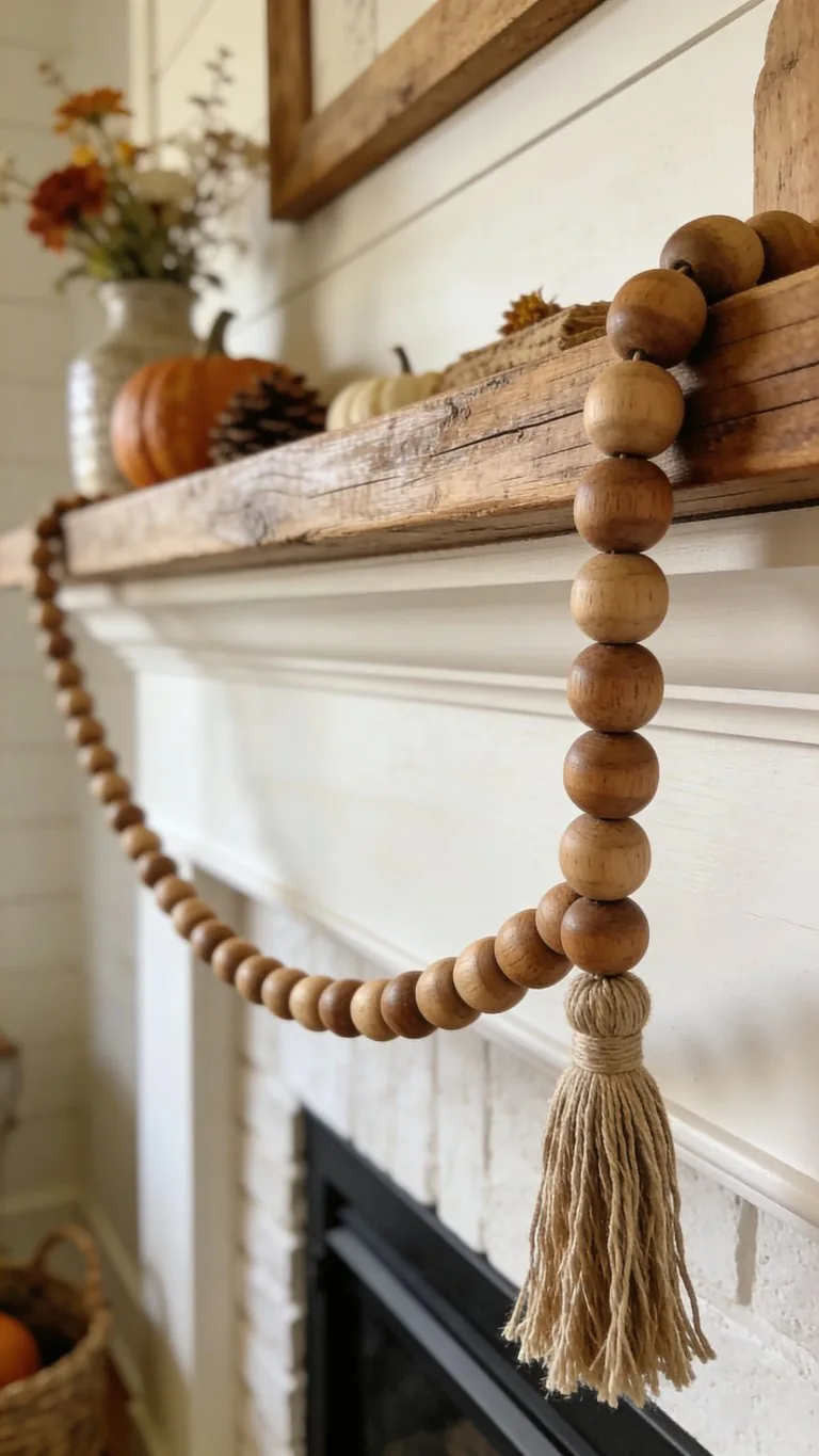 Farmhouse fall mantel decor idea 9