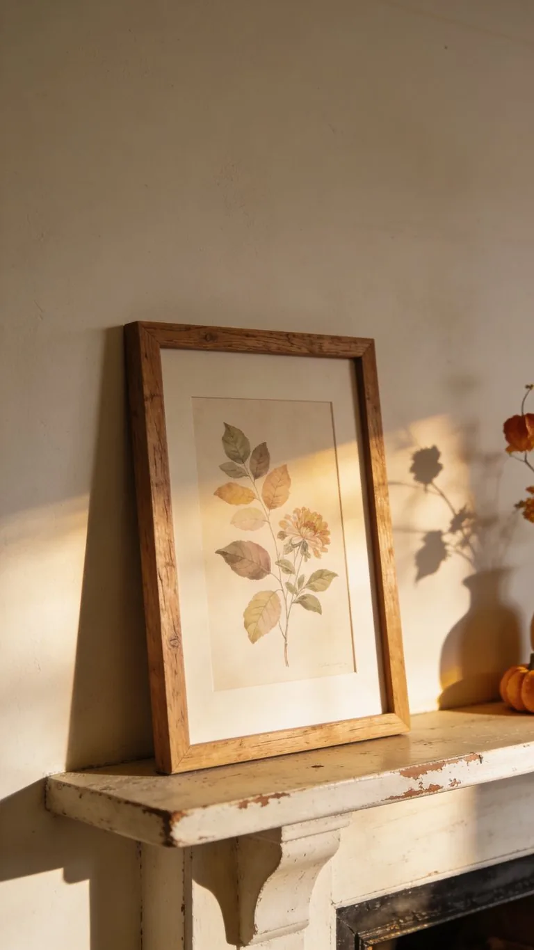 Farmhouse fall mantel decor idea 11