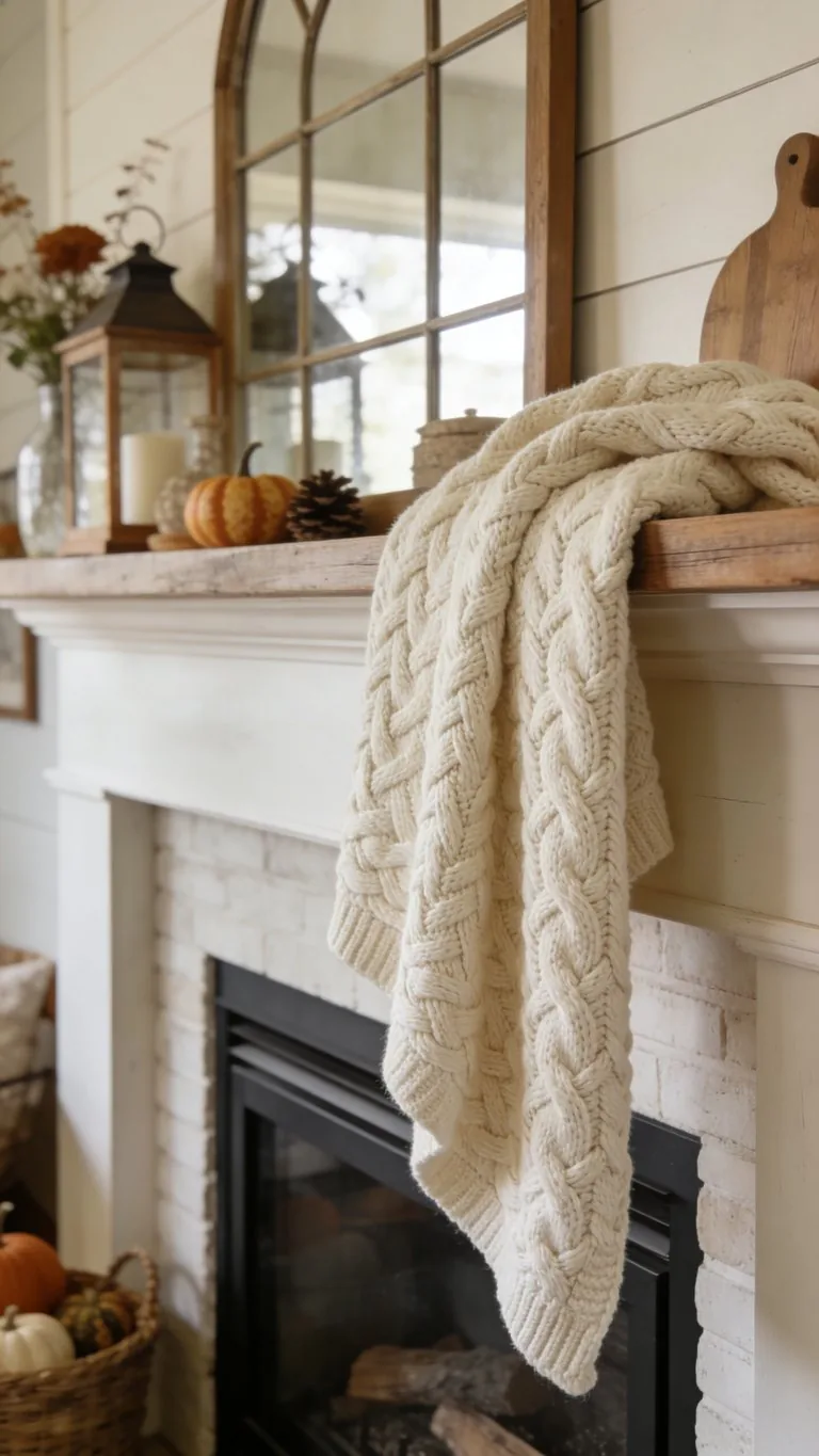 Farmhouse fall mantel decor idea 16