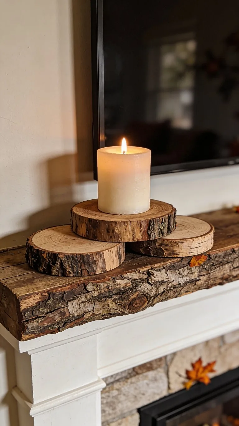 Rustic fall mantel decor idea 3