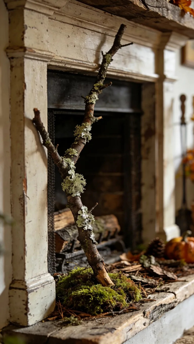 Rustic fall mantel decor idea 10