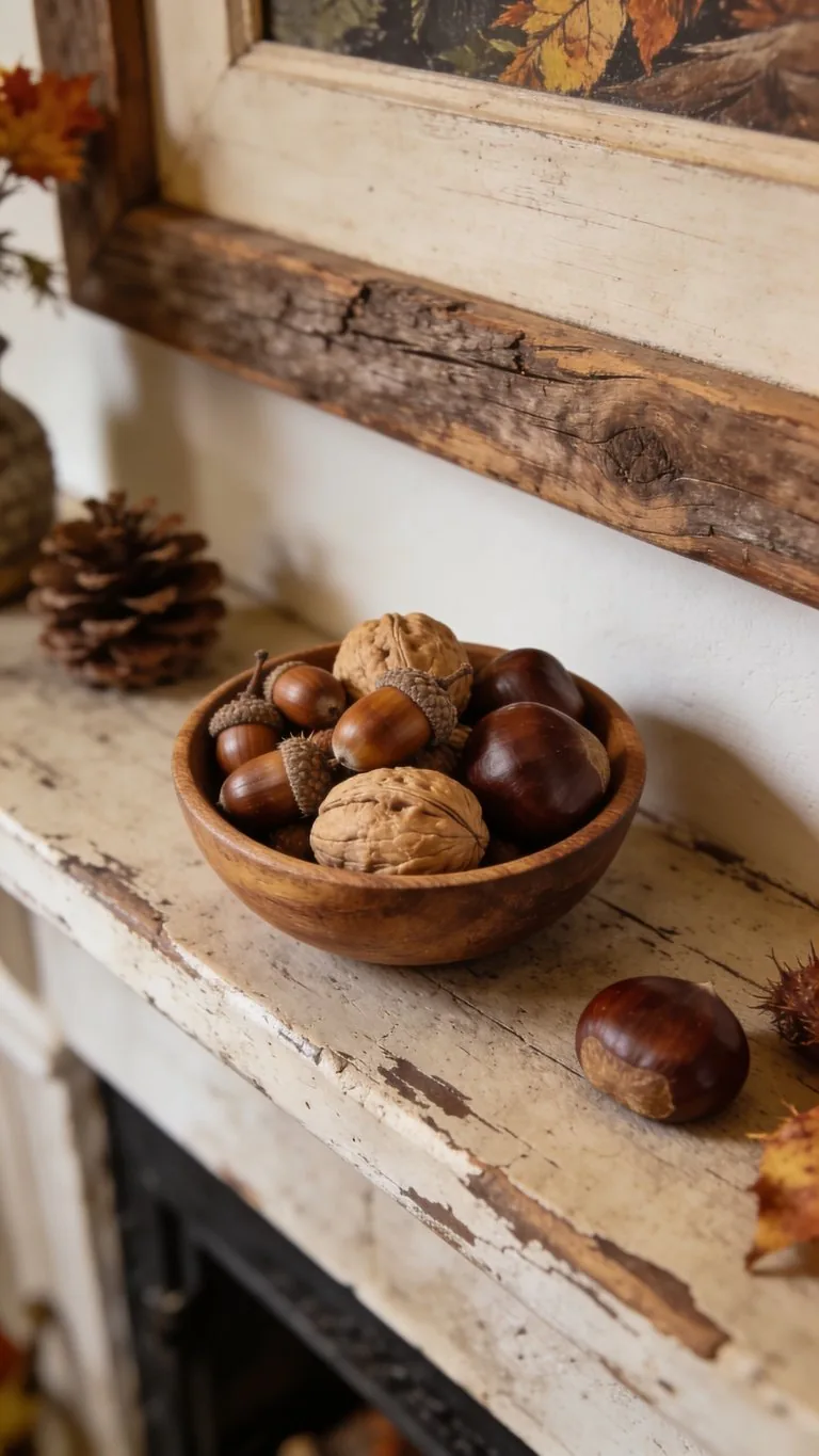 Rustic fall mantel decor idea 14