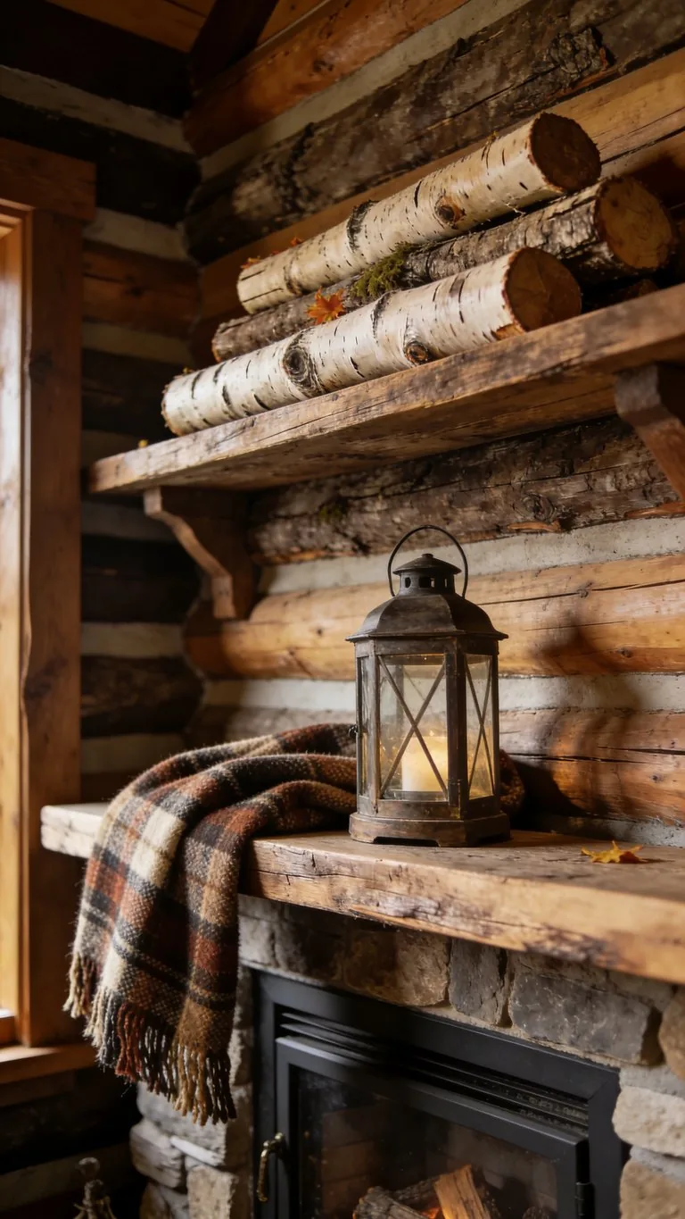 Rustic fall mantel decor idea 20