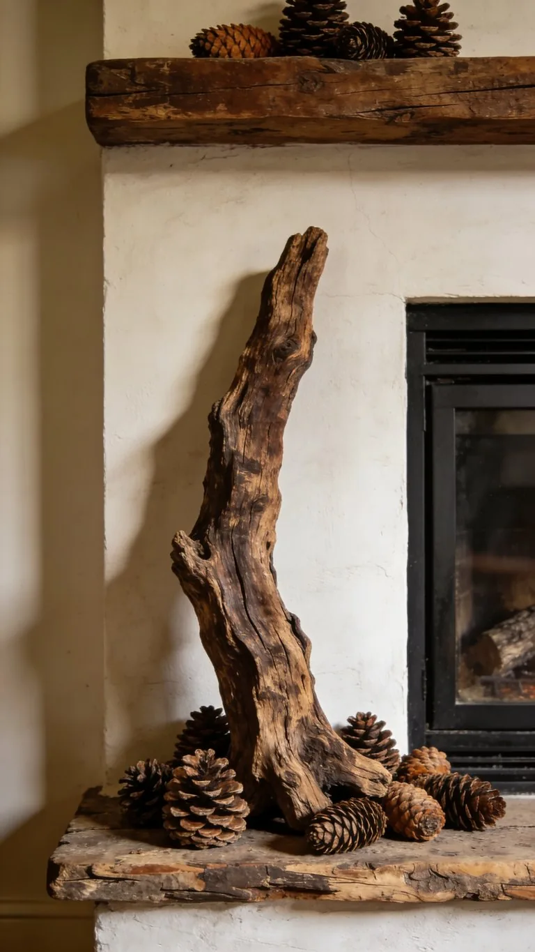 Rustic fall mantel decor idea 21