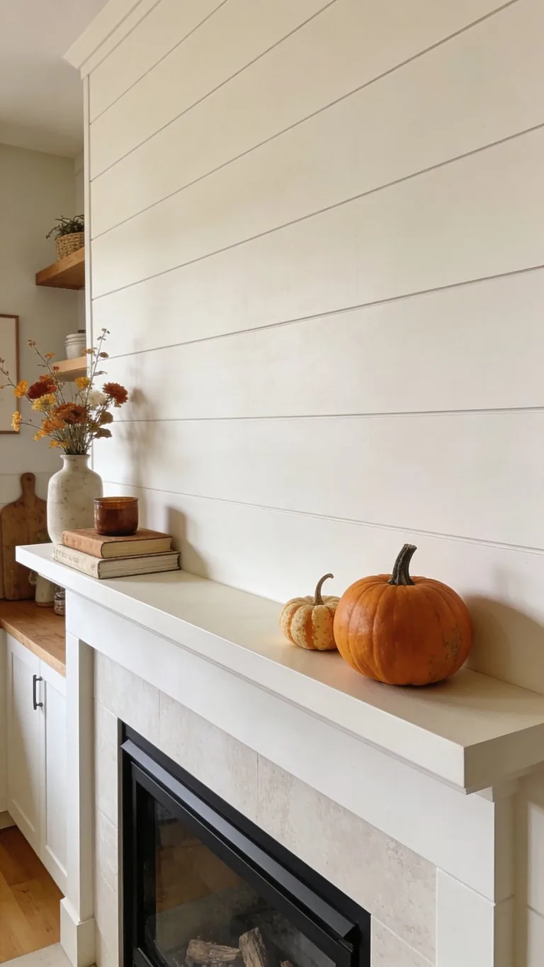 Modern fall mantel decor idea 1