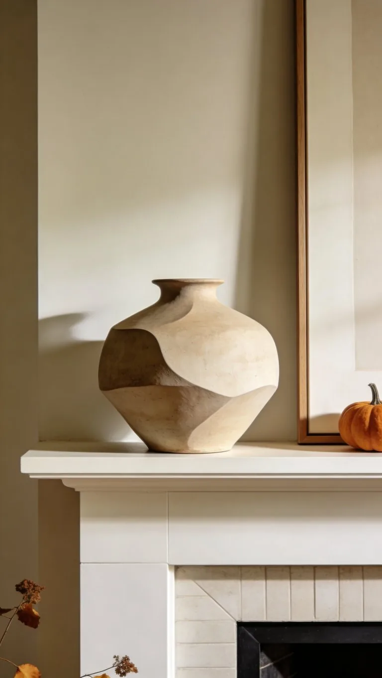 Modern fall mantel decor idea 9