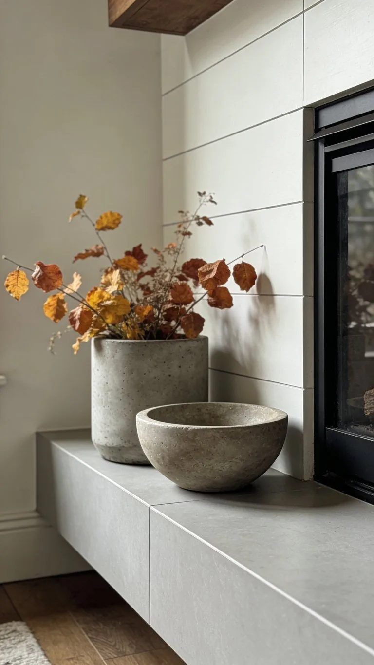 Modern fall mantel decor idea 11