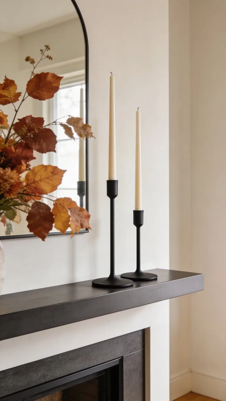 Modern fall mantel decor idea 12