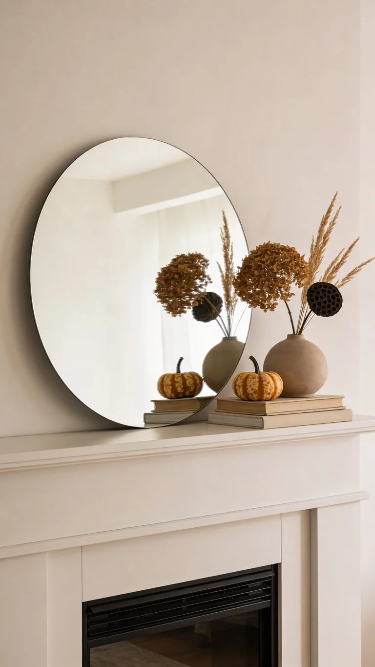 Modern fall mantel decor idea 13