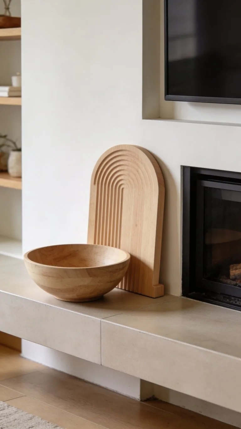 Modern fall mantel decor idea 17