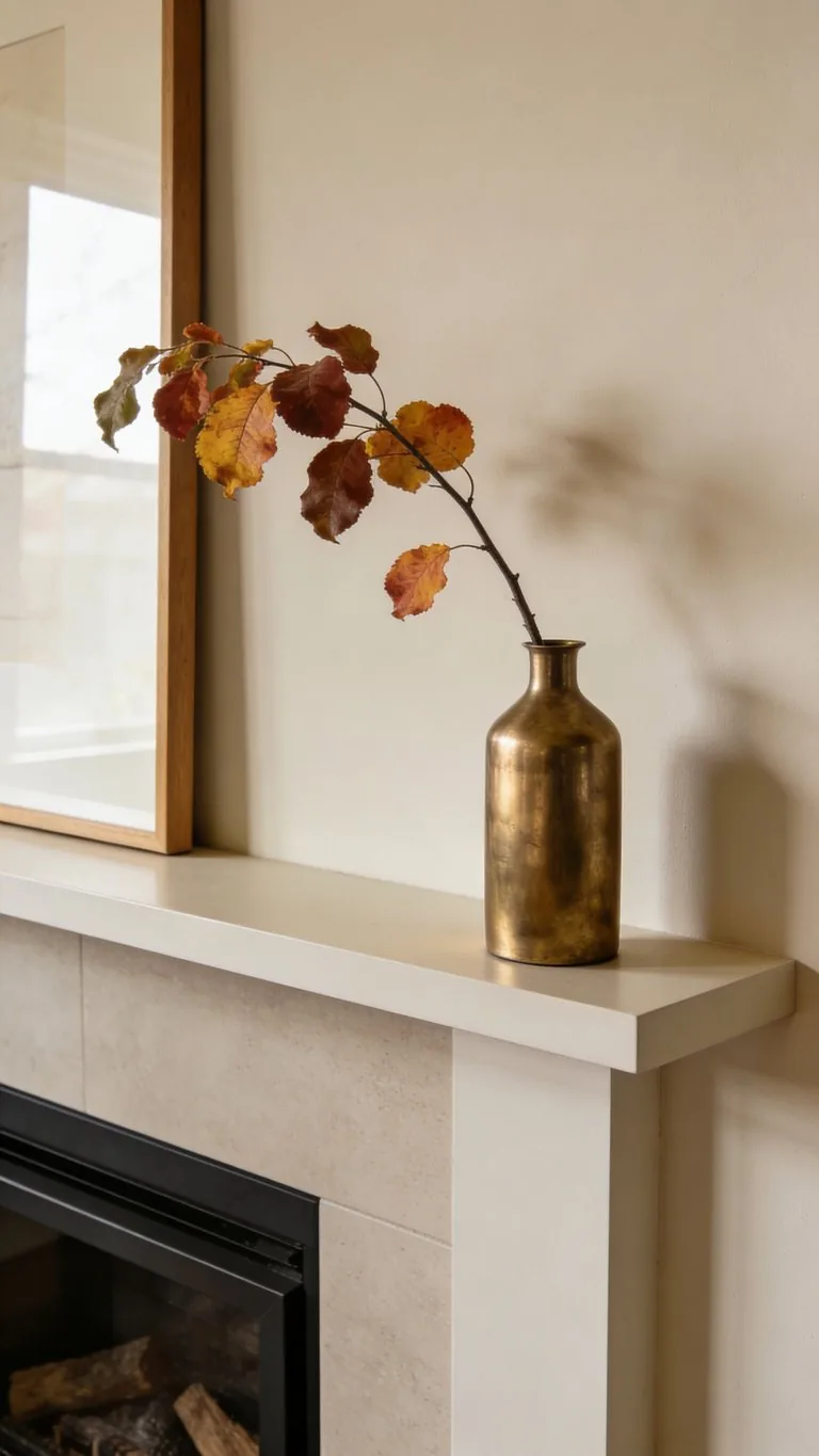 Modern fall mantel decor idea 18
