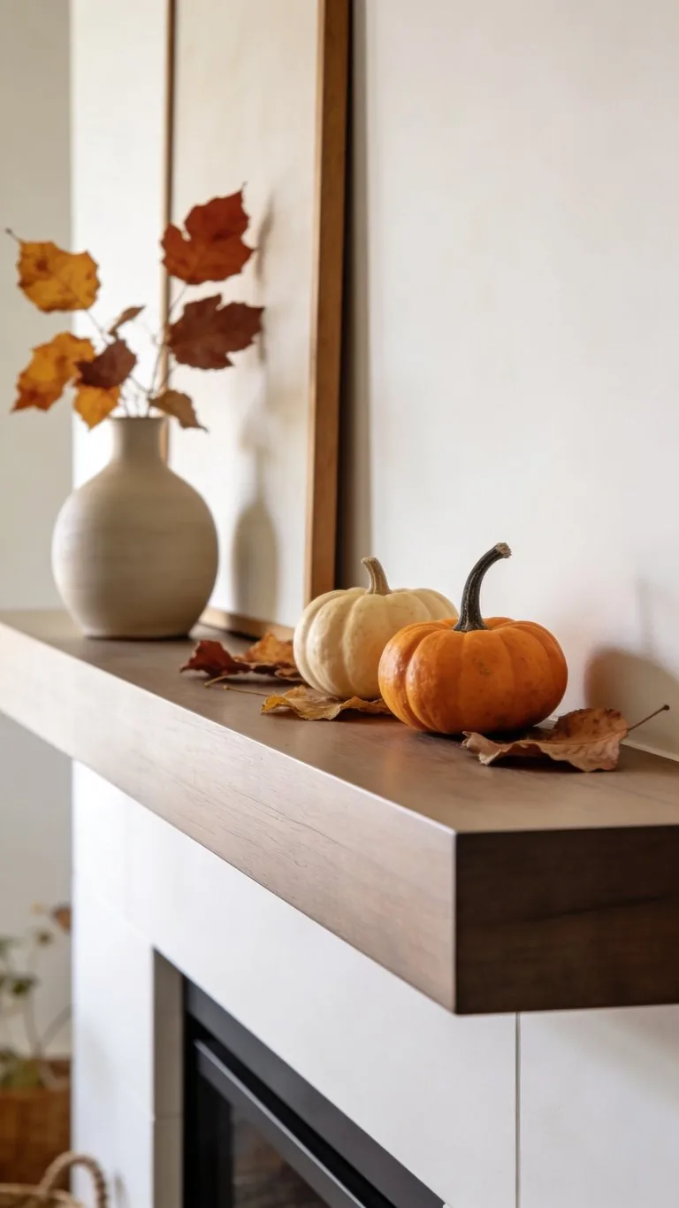 Modern fall mantel decor idea 20