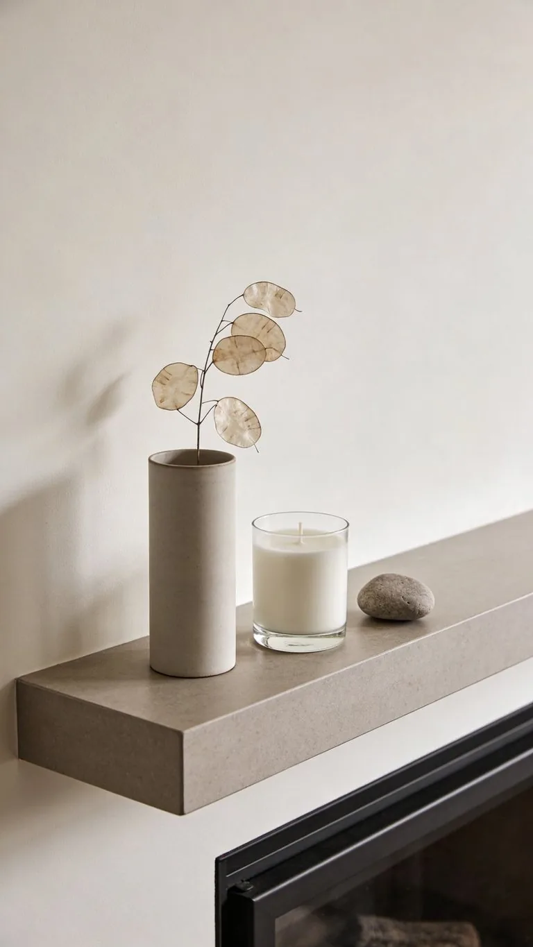 Modern fall mantel decor idea 21