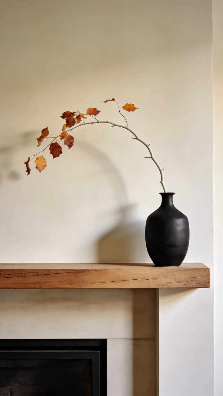 Modern fall mantel decor idea 22