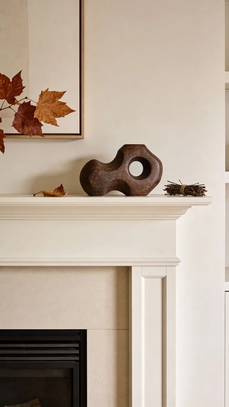 Modern fall mantel decor idea 23