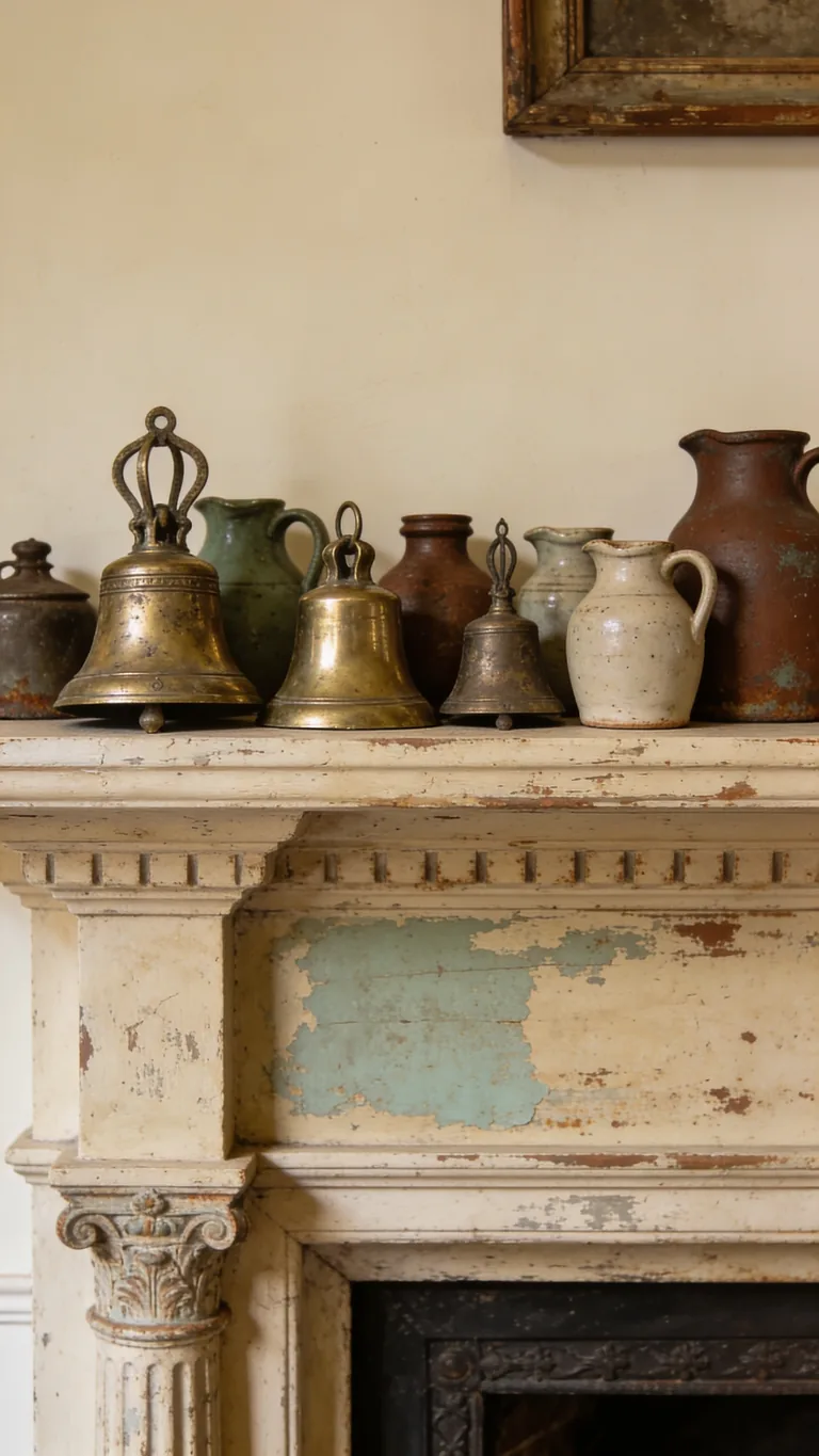 Display a Collection - vintage fall mantel decor idea