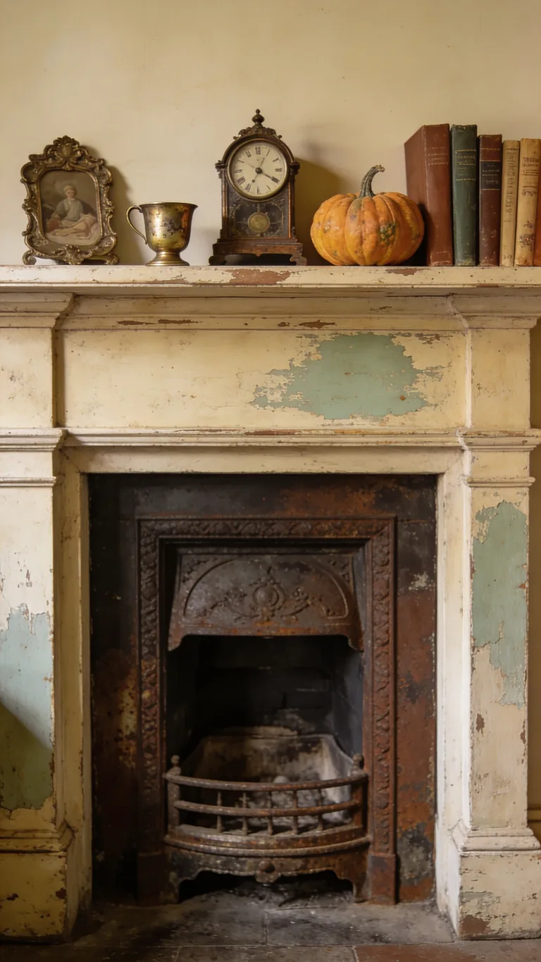 Finish With a Sentimental Heirloom - vintage fall mantel decor idea