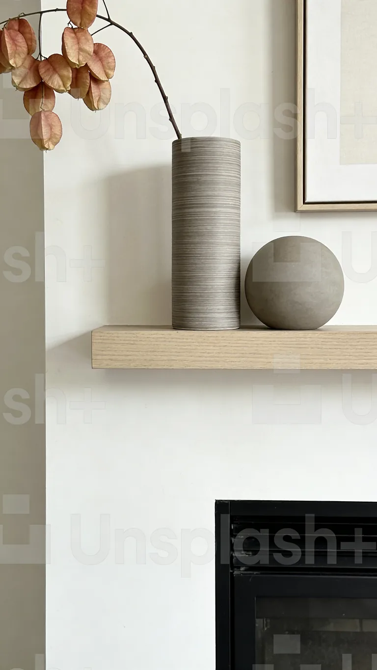 Use Clean Geometric Shapes - minimalist fall mantel decor idea