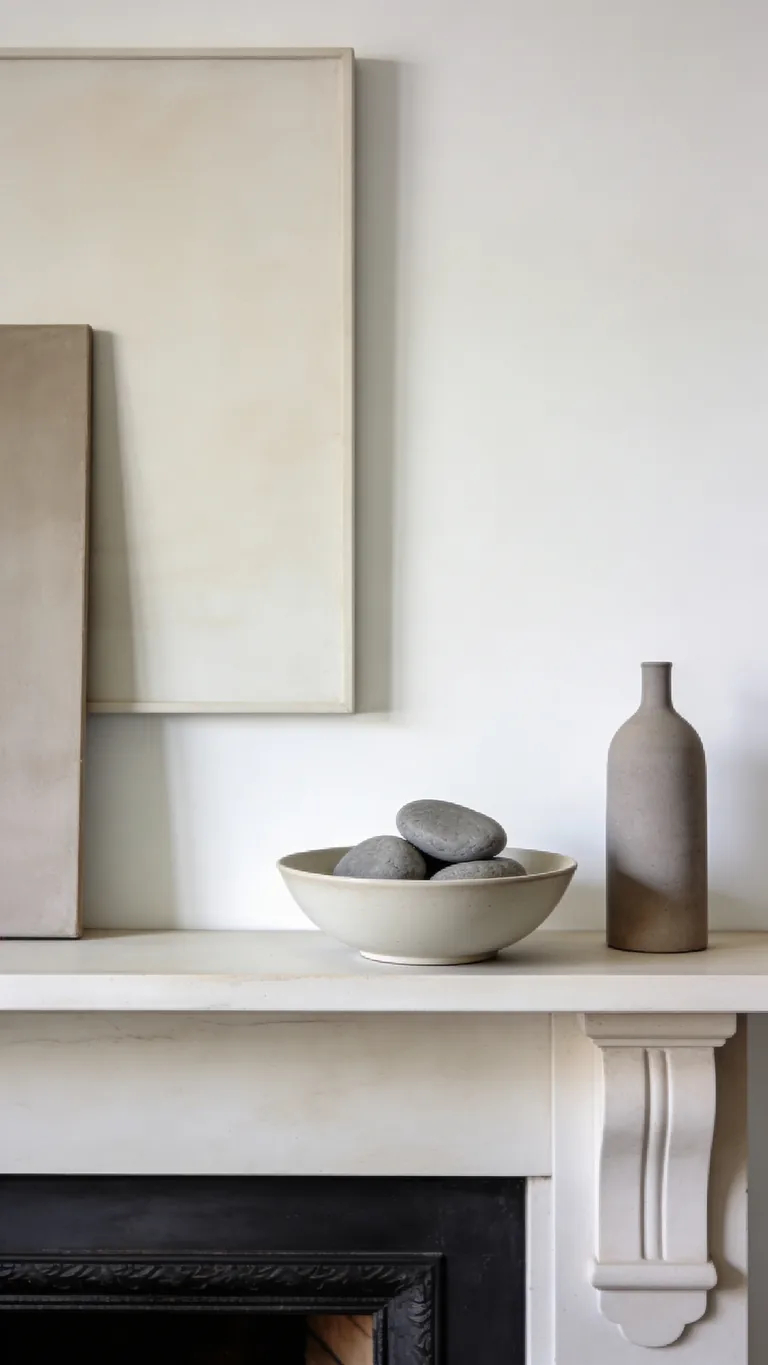Add a Small Bowl of One Thing - minimalist fall mantel decor idea