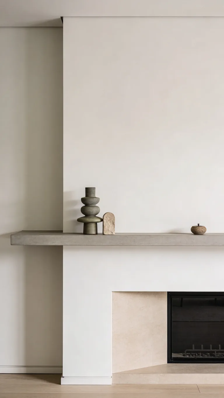 Try Asymmetry With Intention - minimalist fall mantel decor idea