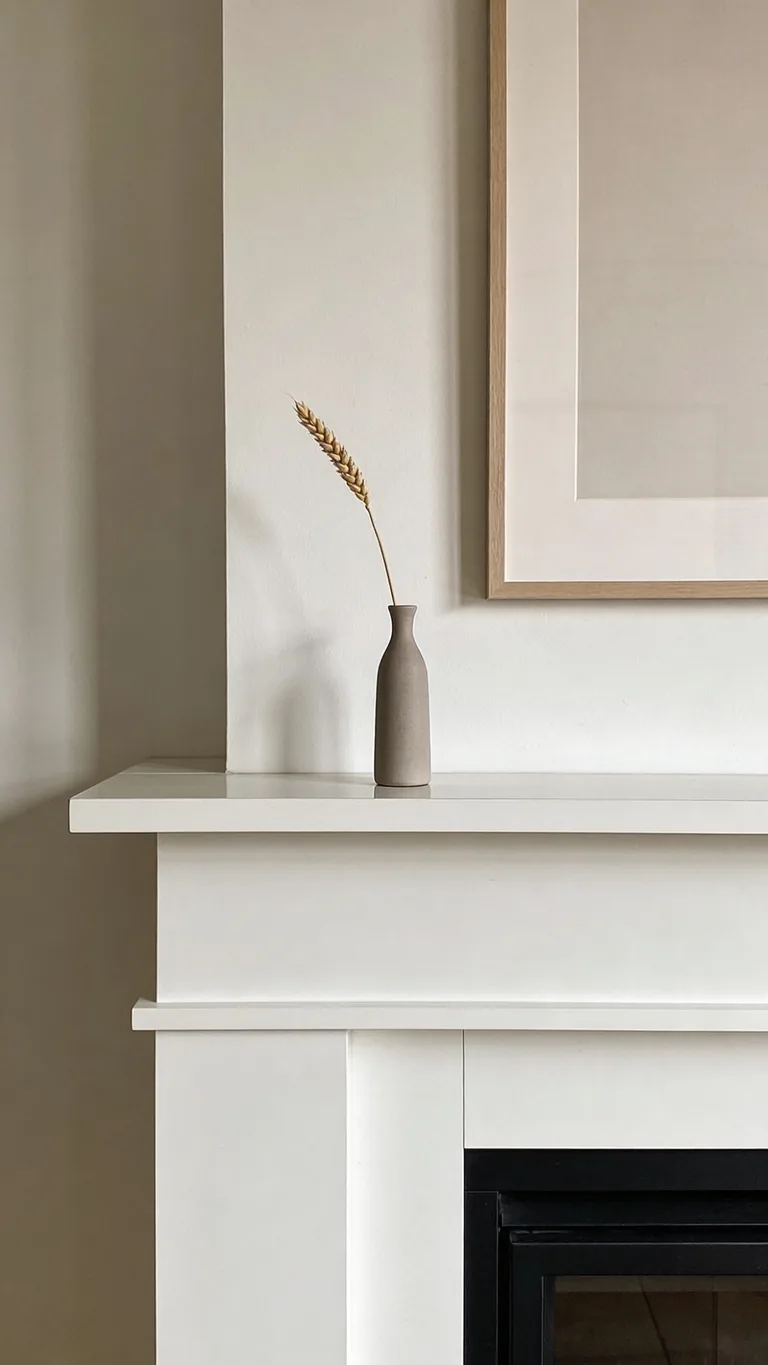 Use a Slim Vase With One Stem - minimalist fall mantel decor idea