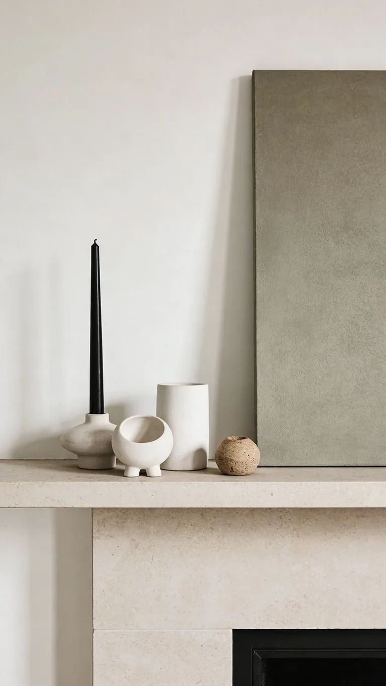 Add a Black Accent - minimalist fall mantel decor idea