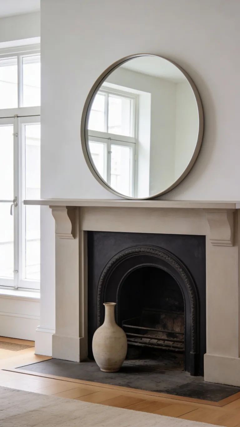 Echo a Simple Mirror - minimalist fall mantel decor idea