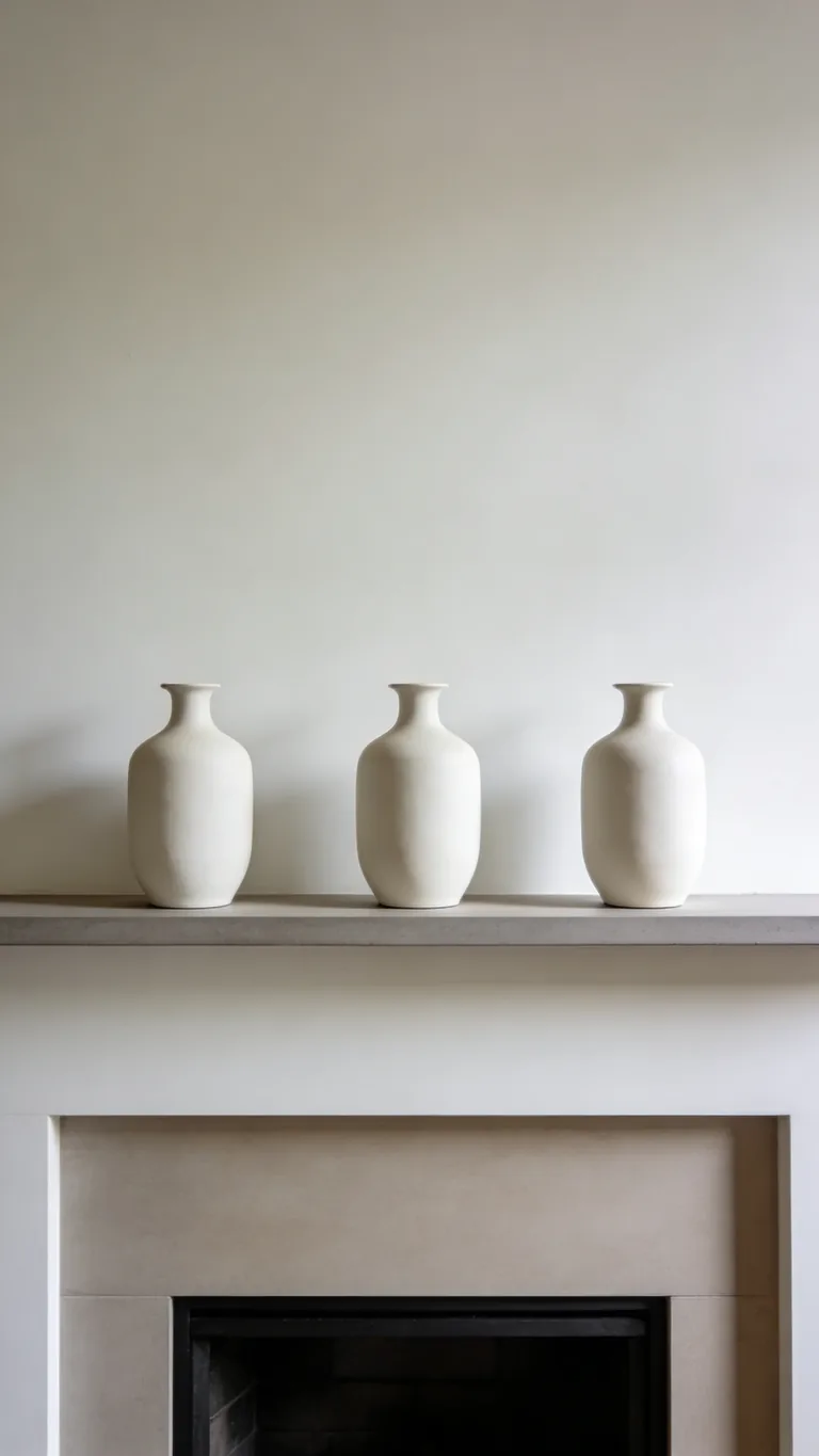 Repeat One Object - minimalist fall mantel decor idea