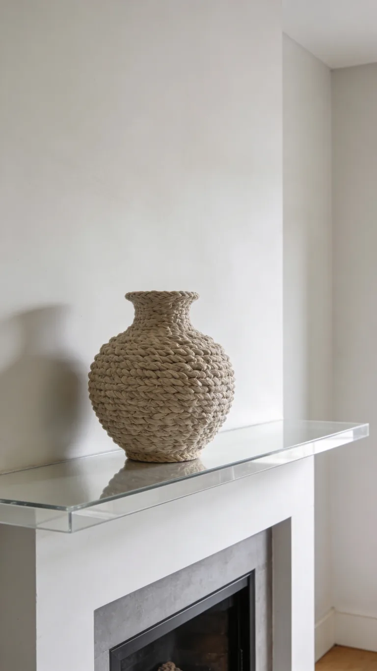 Let One Texture Do the Talking - minimalist fall mantel decor idea