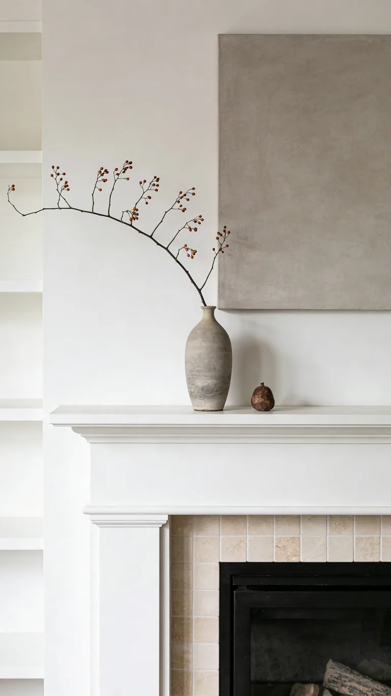 Finish by Editing Down - minimalist fall mantel decor idea