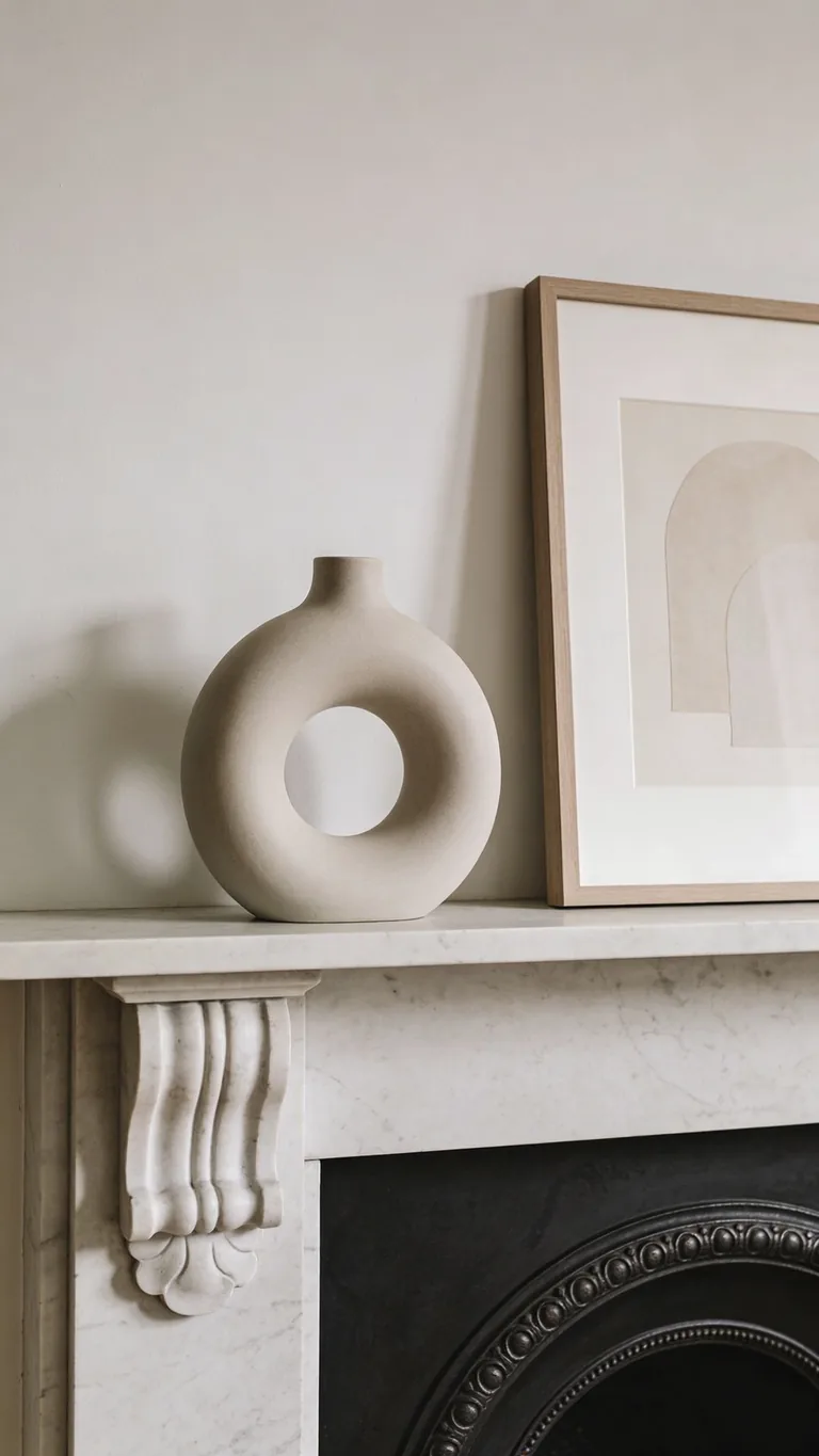 Add One Matte Ceramic Vase - minimalist fall mantel decor idea