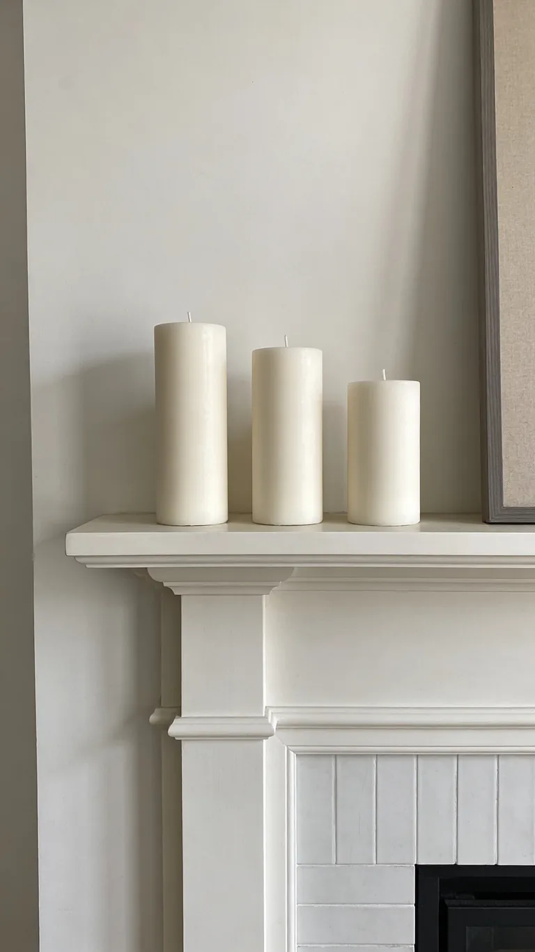Keep Candles Simple and Uniform - minimalist fall mantel decor idea
