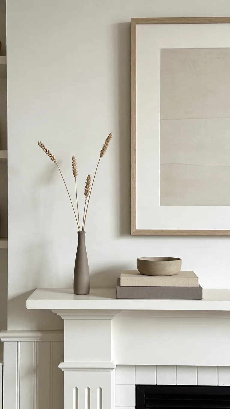 Add a Few Dried Stems - minimalist fall mantel decor idea