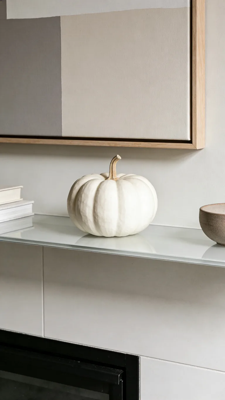 Use One Statement Pumpkin - minimalist fall mantel decor idea